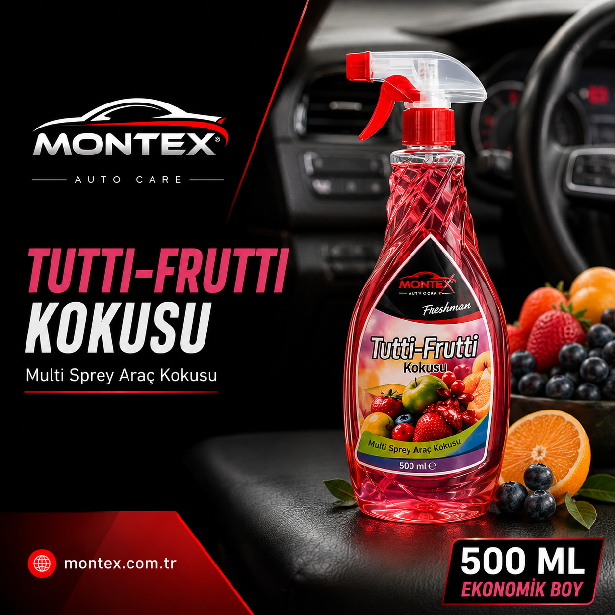 Montex Tutti-Frutti Kokusu 500 ml Multi Sprey Araç Kokusu