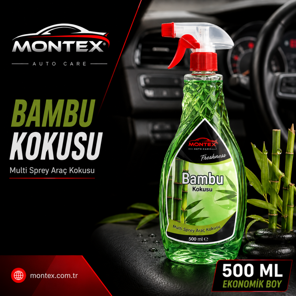 Montex 500 ml Bambu Kokulu Oto Parfümü Sprey Araç Kokusu