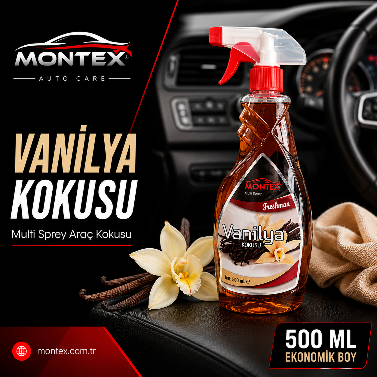 Montex Vanilya Kokusu 500 ml Multi Sprey Araç Kokusu