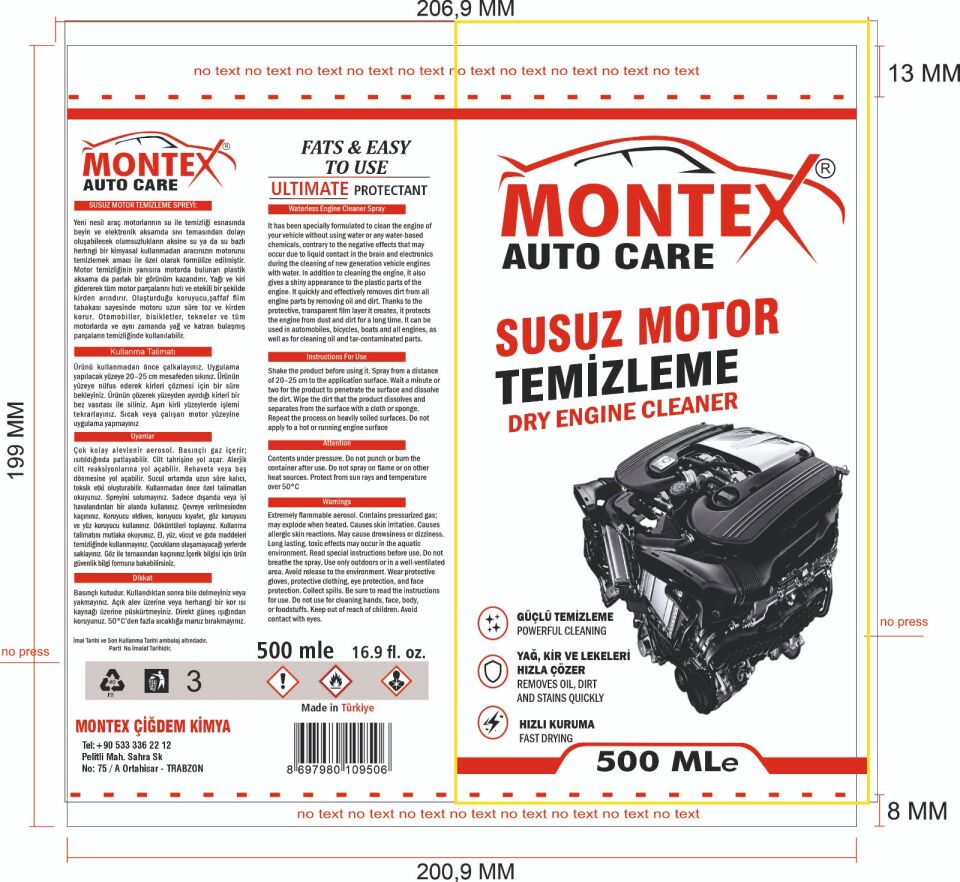 Montex Susuz Motor Temizleme Spreyi 500 ML
