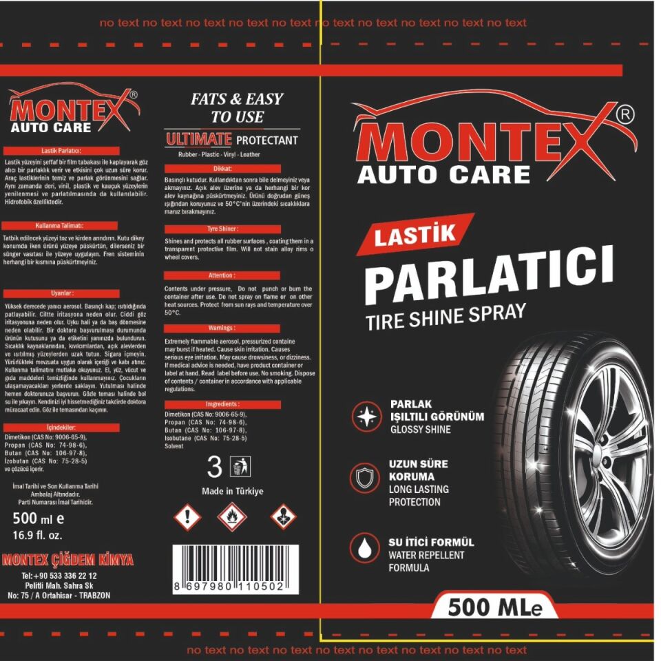 Montex Lastik Parlatıcı Sprey 500 ml – Lastik Bakım ve Parlatma Spreyi