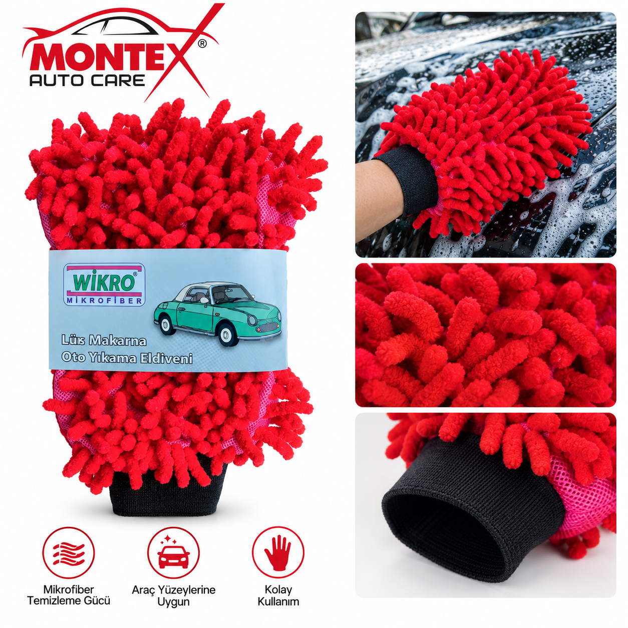 Mikrofiber Lüx Makarna Oto Yıkama Eldiveni – Araç Temizlik Eldiveni