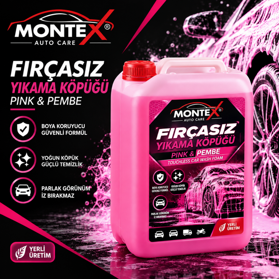 Montex Pink & Pembe 5 Litre Fırçasız Yıkama Köpüğü – Touchless Oto Yıkama Köpüğü