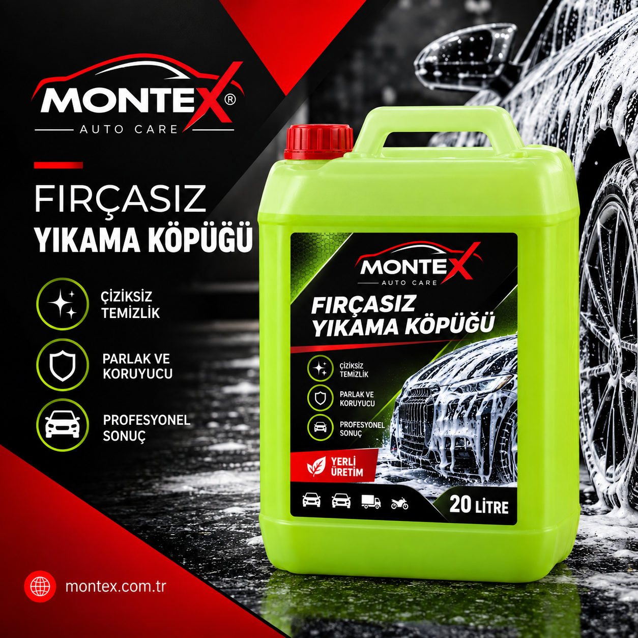 Montex Fırçasız Yıkama Köpüğü 20 Litre – Yoğun Köpüklü Oto Yıkama Köüğü